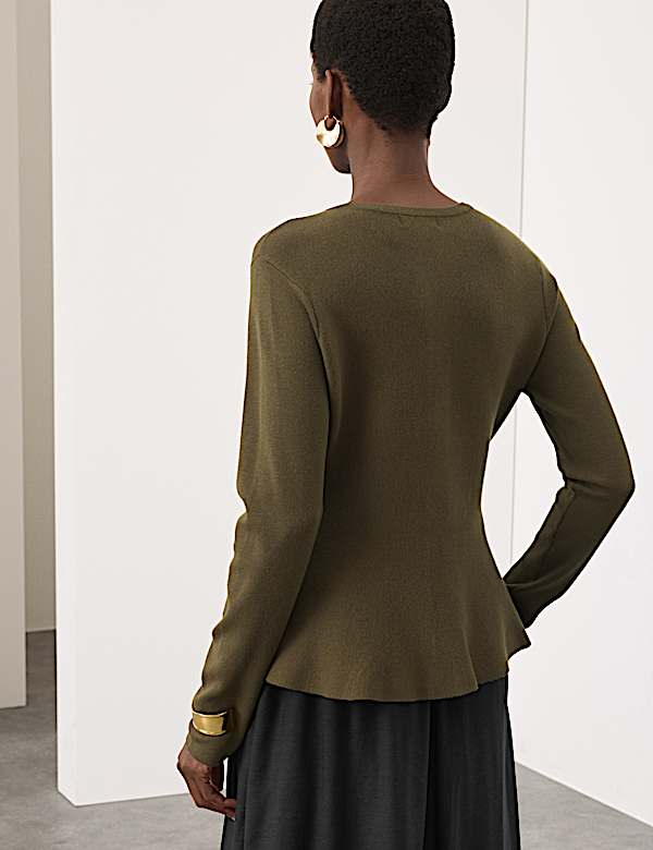 Textured Peplum Cardigan - CH