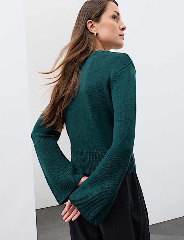 Pure Merino Wool Wide Sleeve Jumper - CA