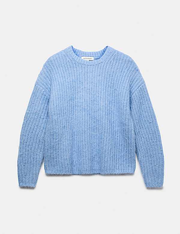 Mohair Blend Fluffy Ribbed Relaxed Jumper - CN