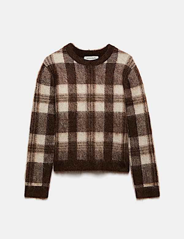 Karierter Pullover aus Mohairmischgewebe - DE