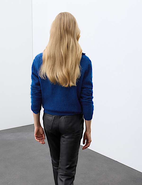Pure Merino Wool Funnel Neck Half Zip Jumper - NO