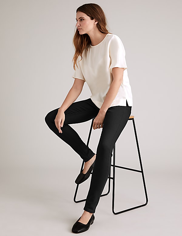 Stay New™ Skinny Button Front Jeans