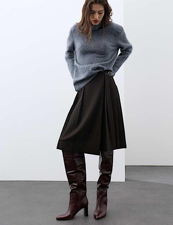Jupe kilt midi pliss&eacute;e - FR