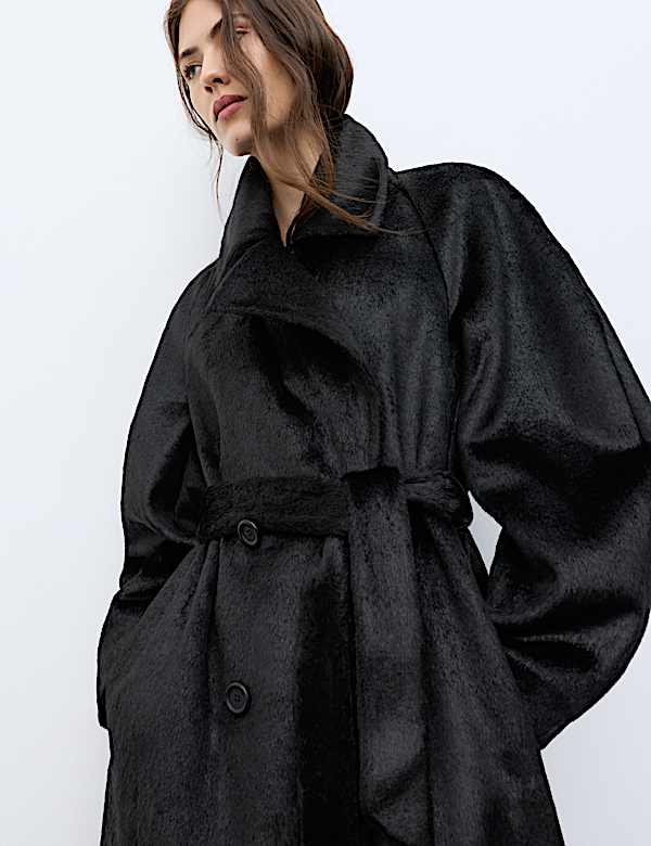 Manteau long en fausse fourrure de poney - FR