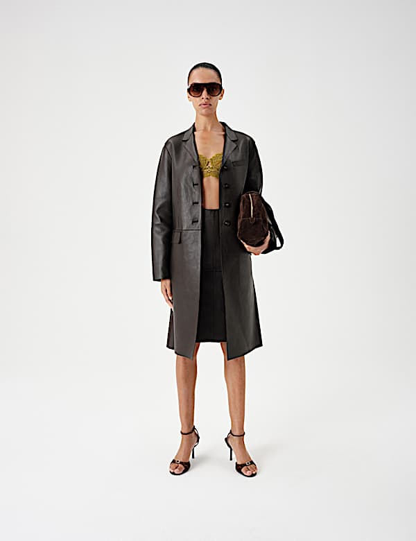 Manteau coupe longue 100 % cuir - FR