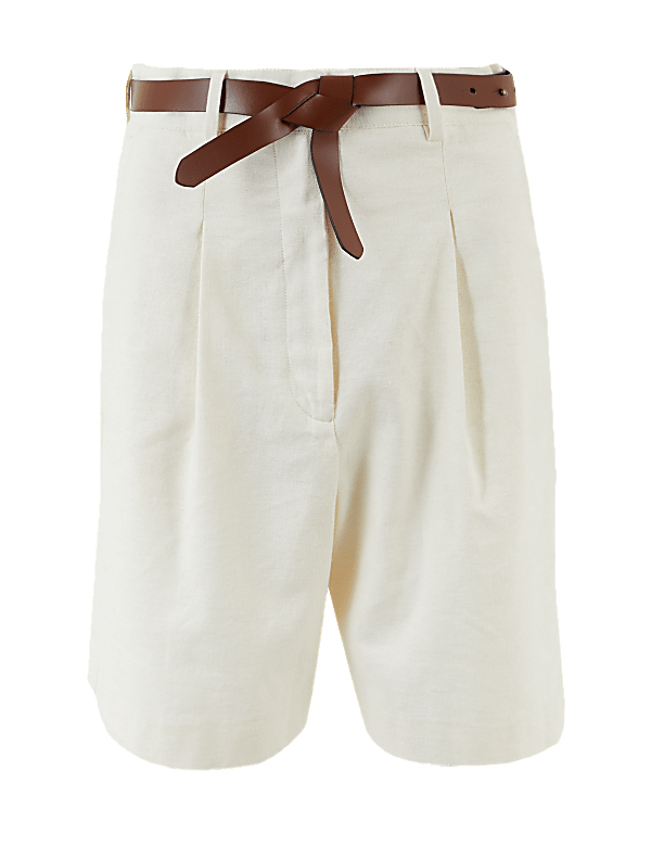 Belted Shorts with Linen