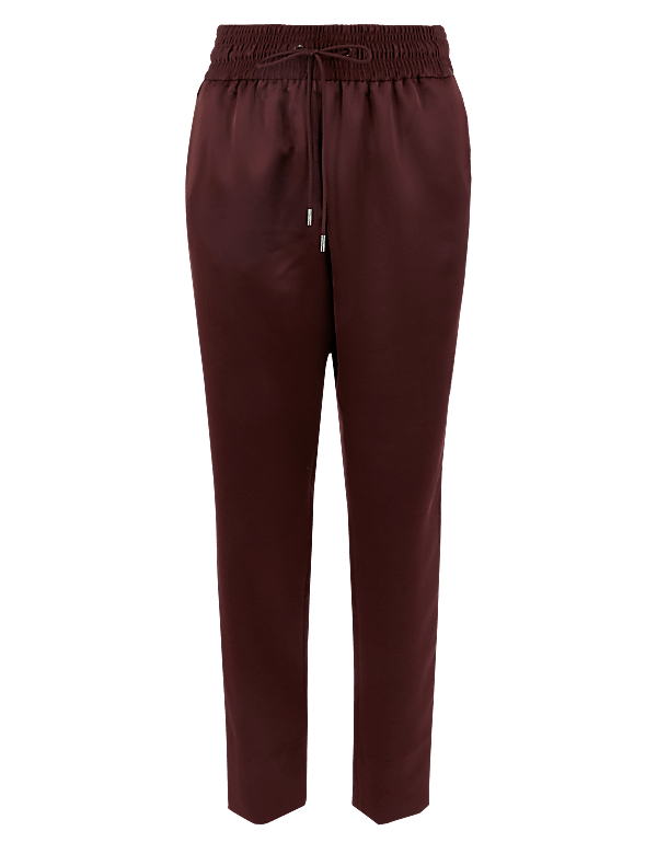 Satin Tapered Leg Ankle Grazer Joggers