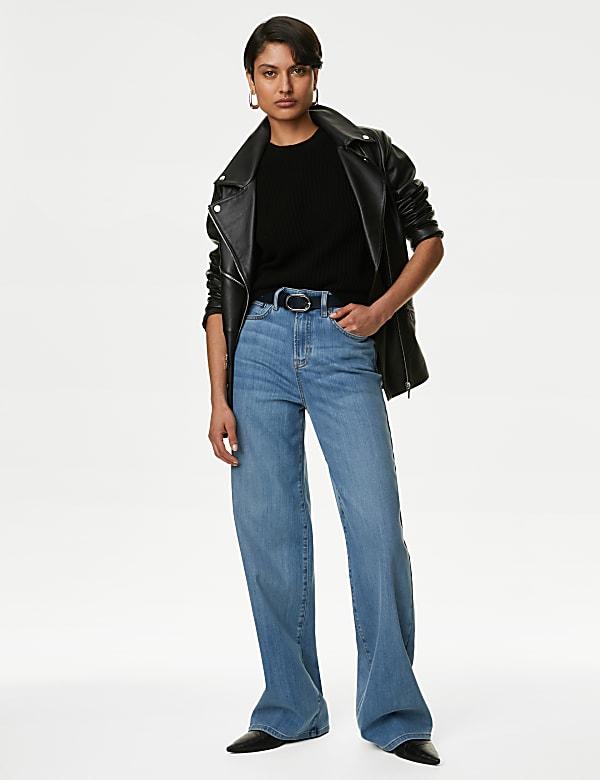 Lyocell™ Blend High Waisted Wide Leg Jeans - CH