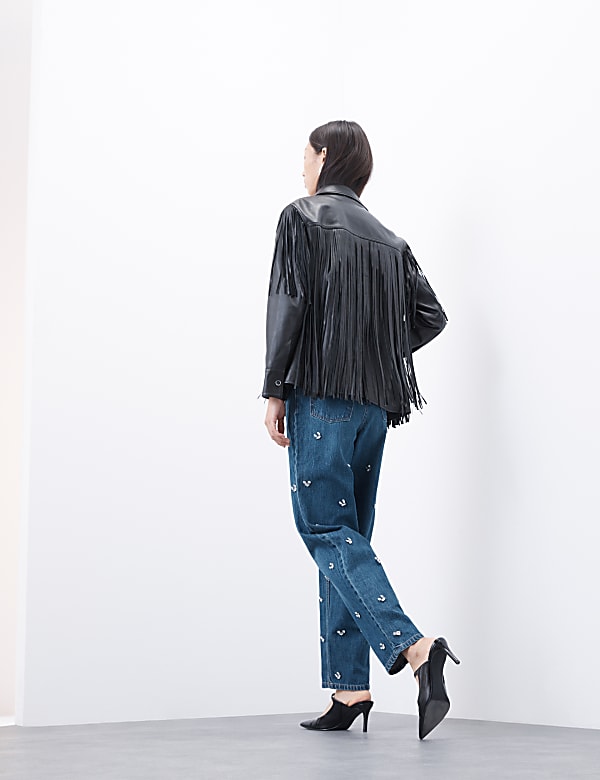 Pure Cotton Embellished Relaxed Barrel Jean - NO