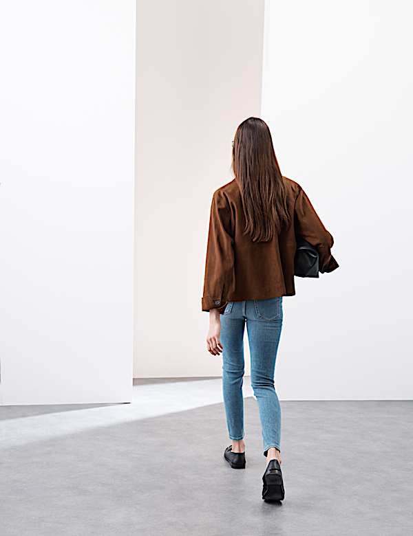 High Waisted Pintuck Skinny Jeans with Lyocell - LU