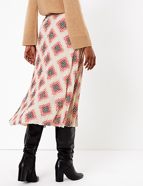 Printed Fit & Flare Midi Skirt