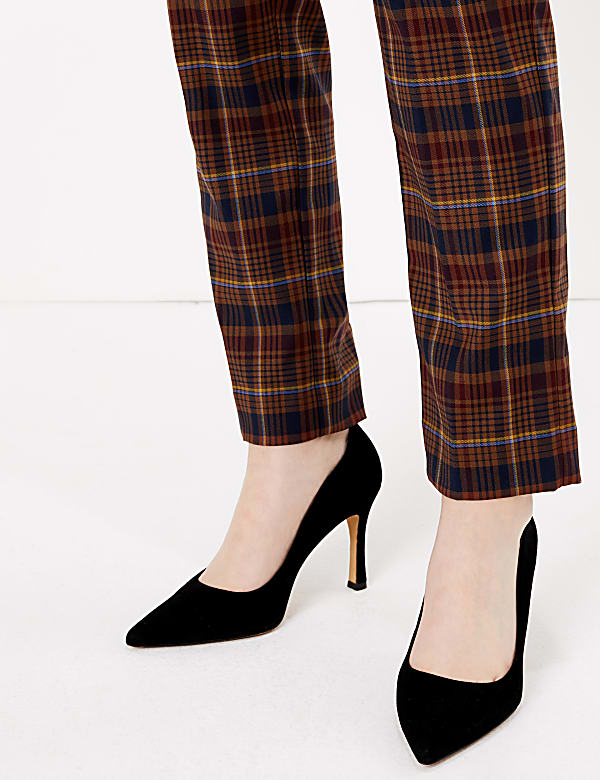 Checked Straight Leg Trousers