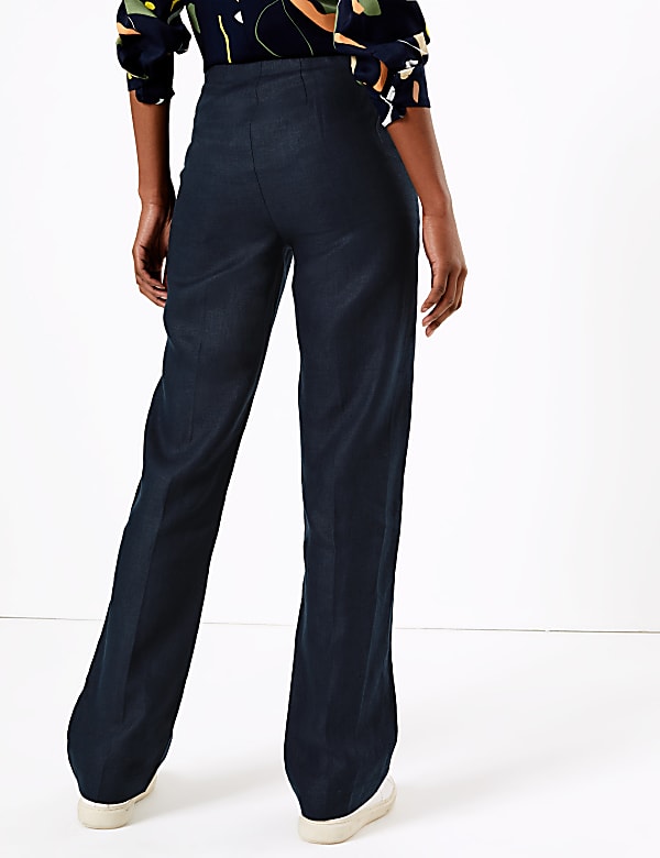 Pure Irish Linen Straight Leg Trousers