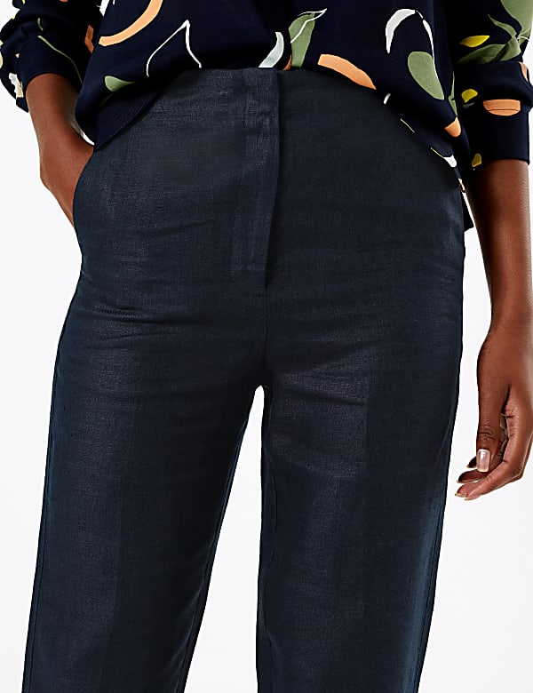 Pure Irish Linen Straight Leg Trousers