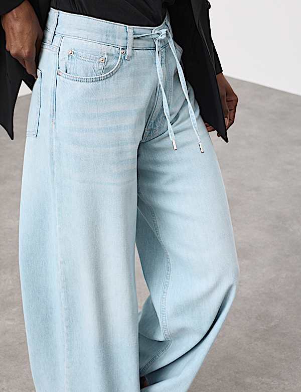 Drawstring Wide Leg Jeans - JP