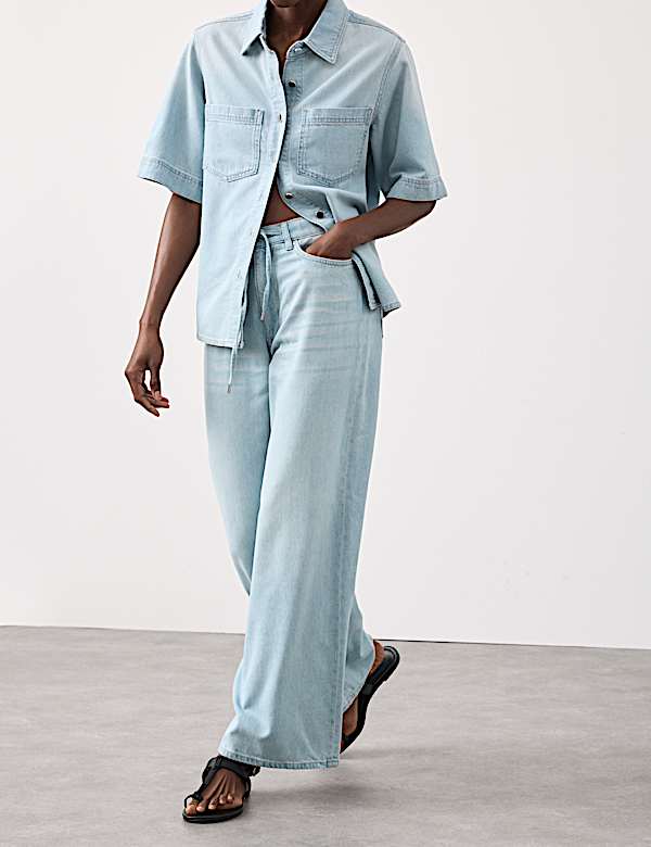 Drawstring Wide Leg Jeans - JP