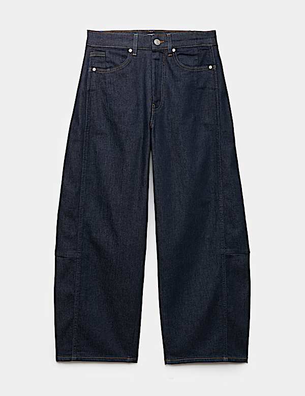 High Waisted Barrel Leg Ankle Grazer Jeans - VN