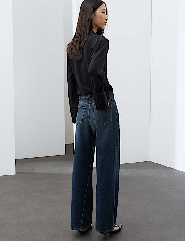 High Waisted Seam Detail Barrel Jeans - KR