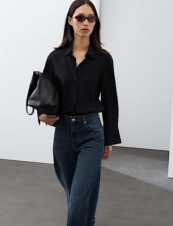 High Waisted Seam Detail Barrel Jeans - KR