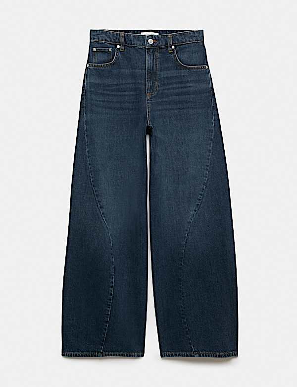 High Waisted Seam Detail Barrel Jeans - KR