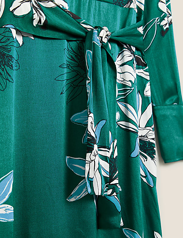 Floral V-Neck Midaxi Wrap Dress