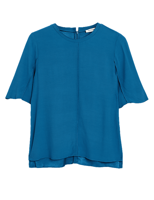 Satin Back Crepe Short Sleeve Top