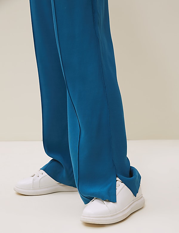 Satin Back Crepe Wide Leg Trousers