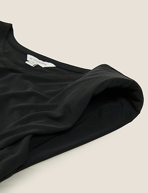 Modal Crew Neck Shoulder Pad Sleeveless Top