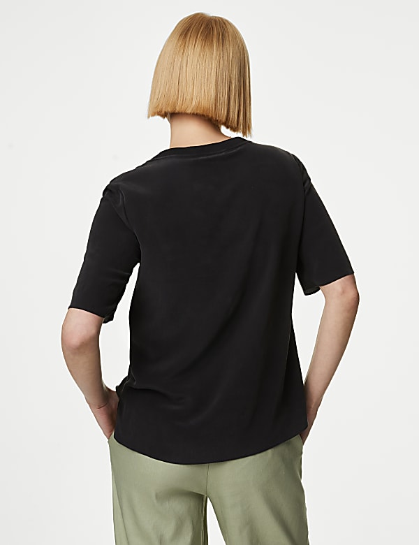 Pure Silk Relaxed Short Sleeve Top