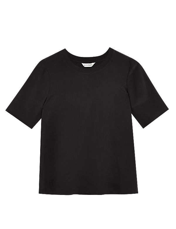 Pure Silk Relaxed Short Sleeve Top