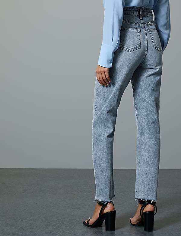 High Rise Straight Leg Ankle Grazer Jeans