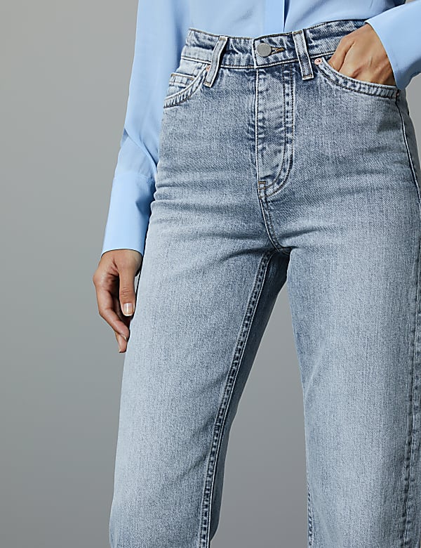 High Rise Straight Leg Ankle Grazer Jeans