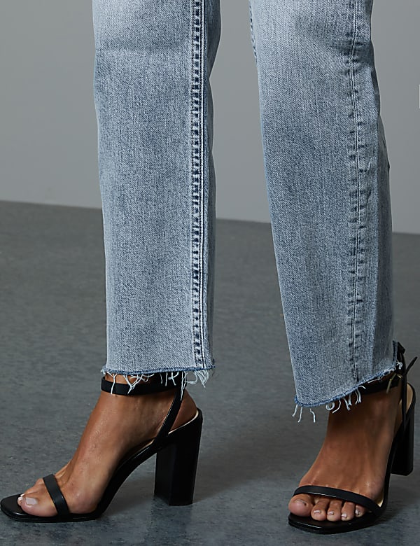 High Rise Straight Leg Ankle Grazer Jeans