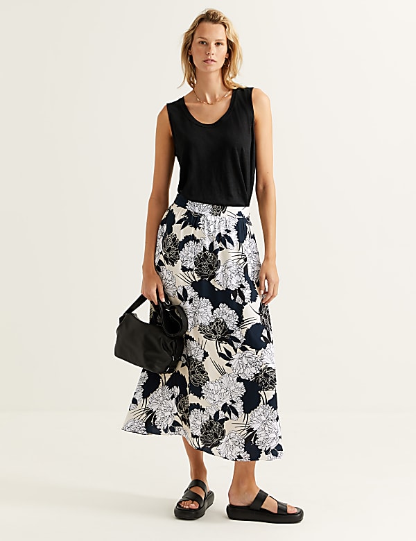 Cupro Rich Floral Maxi Slip Skirt