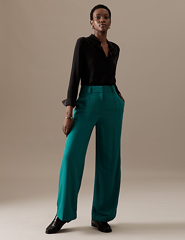 M&s womens wide leg trousers online