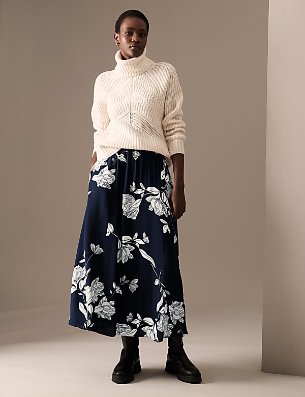Floral Midaxi A-Line Skirt