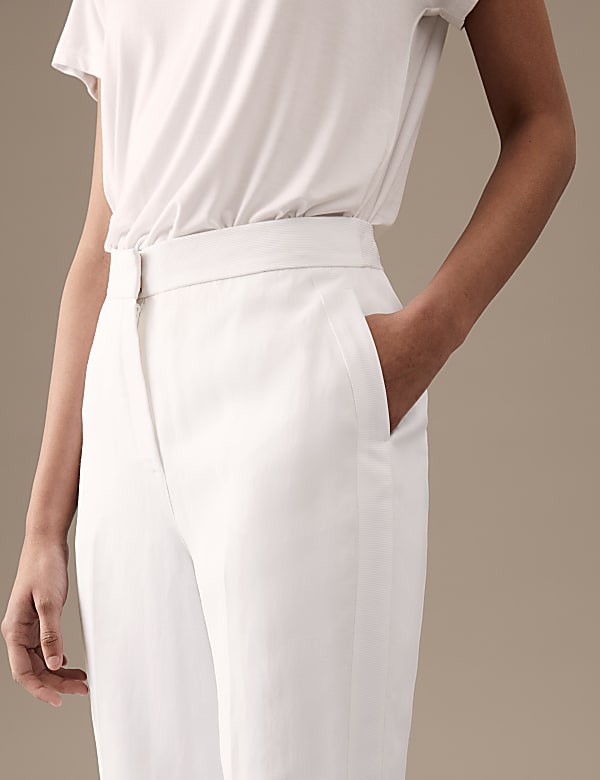 Linen Blend Straight Leg Trousers