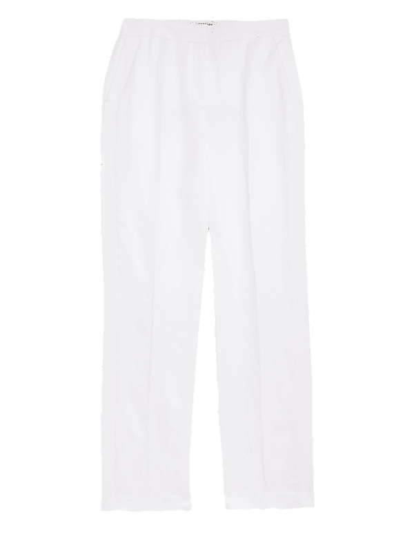 Linen Blend Straight Leg Trousers