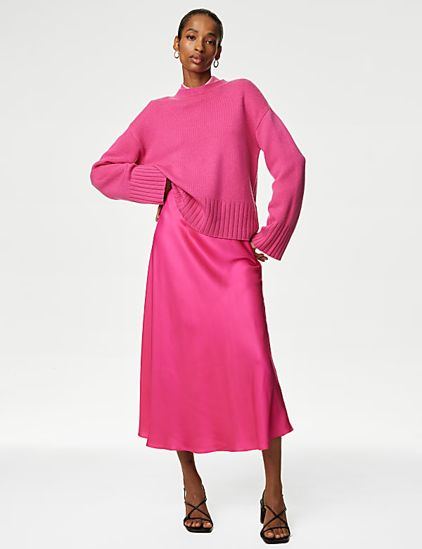 Satin Midaxi Slip Skirt ROSE PINK Skirts M S BN