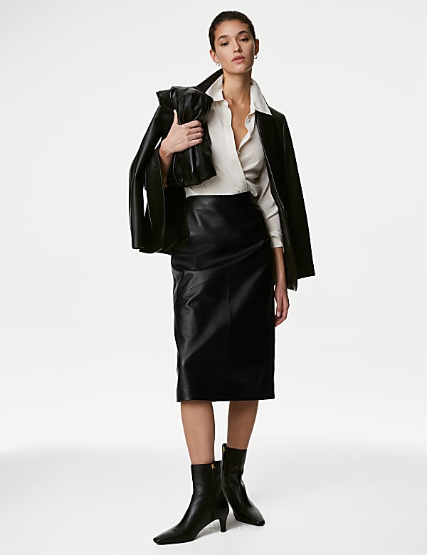 Leather skirt m&s clearance