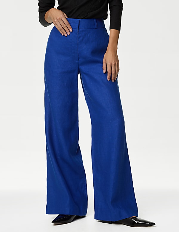 Pure Irish Linen Wide Leg Trousers