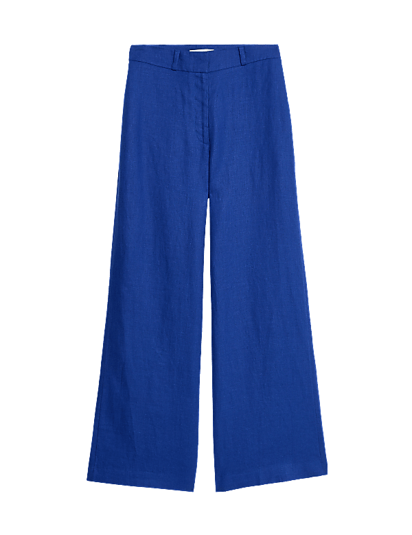 Pure Irish Linen Wide Leg Trousers
