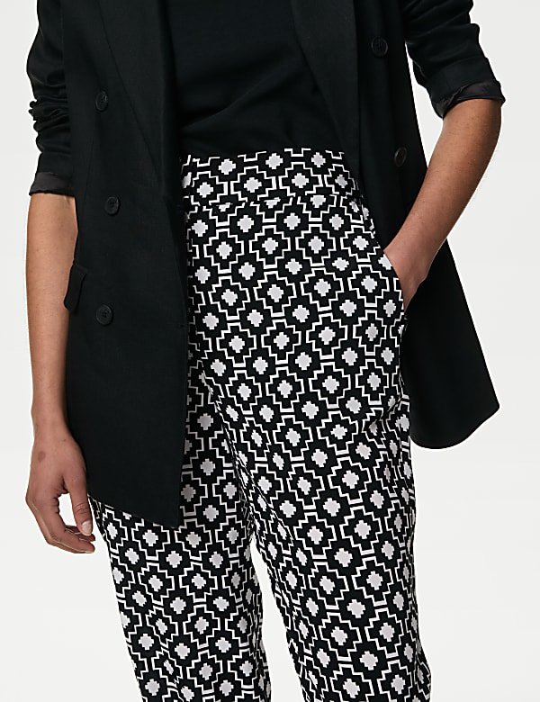 Cupro Rich Printed Straight Leg Trousers - IL