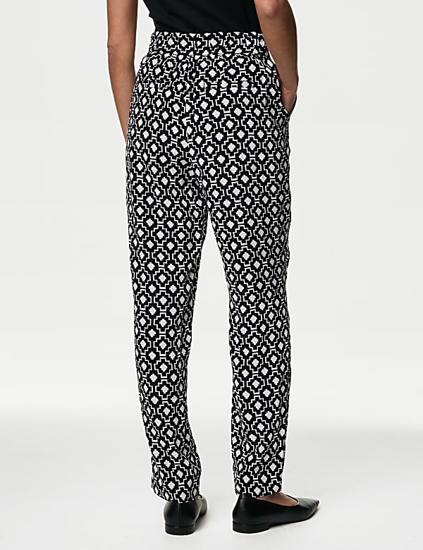 Cupro Rich Printed Straight Leg Trousers - IL