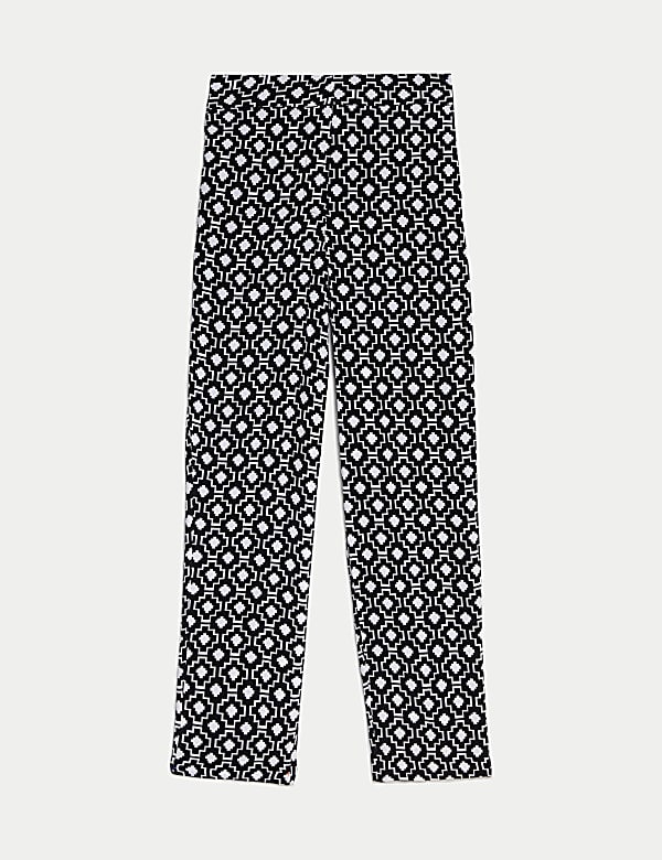 Cupro Rich Printed Straight Leg Trousers - IL