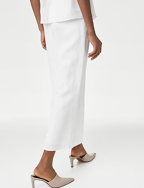 Linen Blend Maxi A-Line Skirt - DK