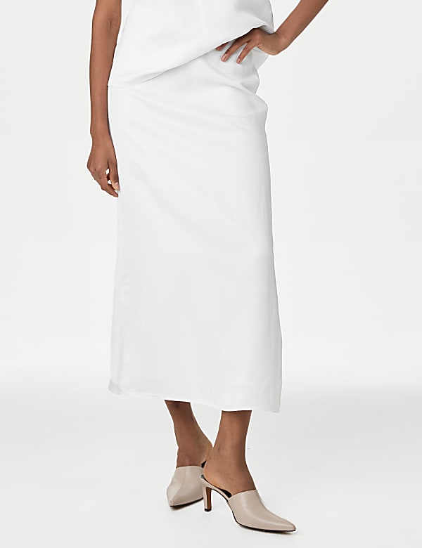 Linen Blend Maxi A-Line Skirt - DK