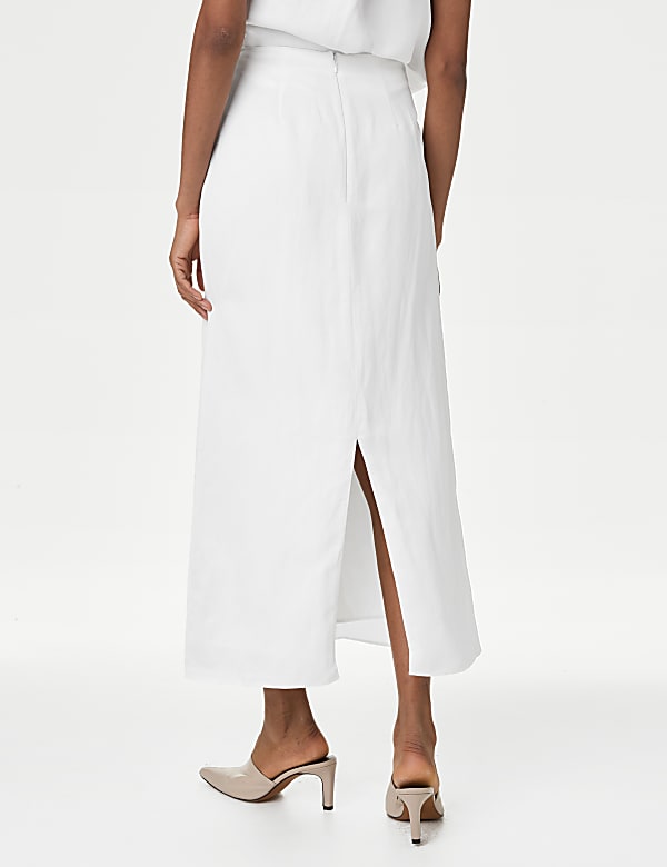 Linen Blend Maxi A-Line Skirt - DK