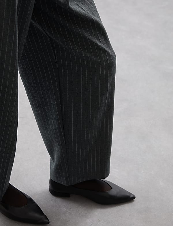 Wool Blend Pinstripe Tapered Trousers - GR