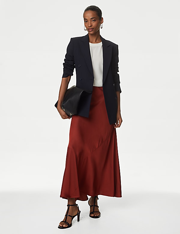 Satin Maxi Asymmetric Slip Skirt BLUSH PINK Skirts M S IL